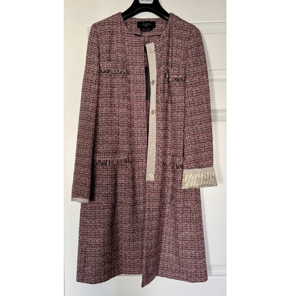 Weekend Max Mara Women’s PinkTweed Coat with Ribbon Accents Size 8 - Picture 2 of 8